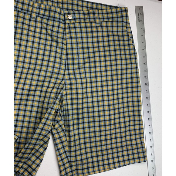 Callaway Golf Men Multicolor Check Yellow Blue Stretch Chino Shorts Size 34 - Picture 6 of 6